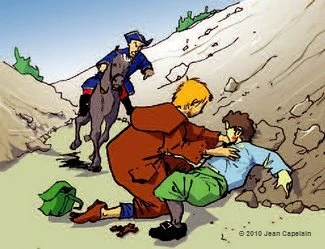 Benoît Labre arrêté par des policiers dans les Pyrénées